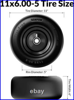 11X6.00-5 Flat Free Lawn Mower Tire and Wheel, 11X6X5 Solid Front Tires for Zero