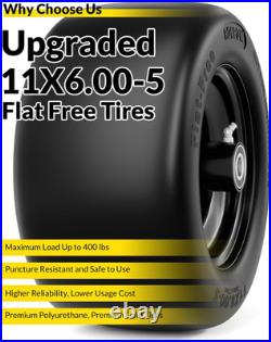 11X6.00-5 Flat Free Lawn Mower Tire and Wheel, 11X6X5 Solid Front Tires for Zero