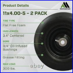 11x4.00-5 Smooth Tread Flat-Free Tire Set for Zero Turn Mower Easy Install