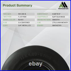 11x4.00-5 Smooth Tread Flat-Free Tire Set for Zero Turn Mower Easy Install