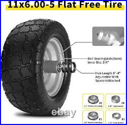 11x6.00-5 Flat Free Tires With 5/8 and 3/4. Zero Turn Mower Front Tires