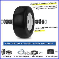 13x6.50-6 Flat Free Lawn Mower Tire and Wheel, Solid Smooth Zero Turn Mower F