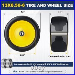 13x6.50-6 Lawn Mower Tires Flat Free, 2pcs 13x6.5-6 Zero Turn Mower Front Tire W