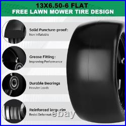 2Pcs 13X6.50-6 Flat Free Lawn Mower Tires and Wheels, 13X6.5-6 Zero Turn Mower F