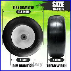 2 New 11x4.00-5 FlatFree Smooth Tires for Zero Turn Lawn Mower, Hub3.25 Bore1/2