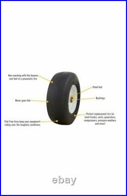 2 New 11x4.00-5 Flat-Free Smooth Tires withSteel Rim for Zero Turn Lawn Mower