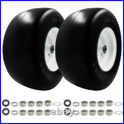 2 PCS Premium 13x6.5-6 Flat Free Tire & Wheel for Lawn Mowers & Zero Turn Mowers