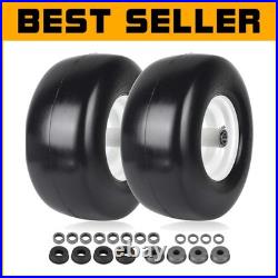 2-Pack 13 Flat-Free Solid Rubber Lawn Mower Tires and Rims Puncture Resistant