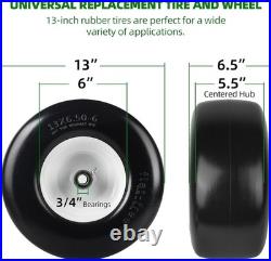 2-Pack 13 Flat-Free Solid Rubber Lawn Mower Tires and Rims Puncture Resistant