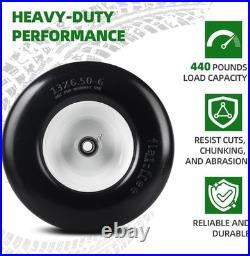 2-Pack 13 Flat-Free Solid Rubber Lawn Mower Tires and Rims Puncture Resistant