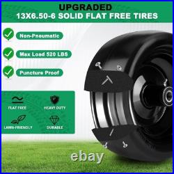2pcs 13x6.50-6 Flat Free Lawn Mower Tires and Wheels, 13x6.5-6 Zero Turn Mower