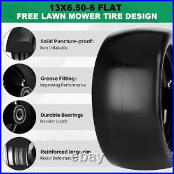2pcs 13x6.50-6 Flat Free Lawn Mower Tires and Wheels, 13x6.5-6 Zero Turn Mower