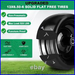 2pcs 13x6.50-6 Flat Free Lawn Mower Tires and Wheels, 13x6.5-6 Zero Turn Mower F