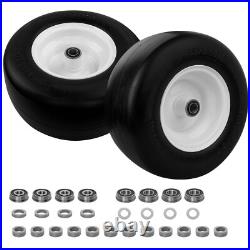2x 13x6.50-6 Front Flat Free Tire Wheel Set with Bearing For Zero-Turn Lawn Mower