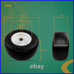 2x 13x6.50-6 Front Flat Free Tire Wheel Set with Bearing For Zero-Turn Lawn Mower