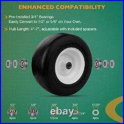 2x 13x6.50-6 Front Flat Free Tire Wheel Set with Bearing For Zero-Turn Lawn Mower