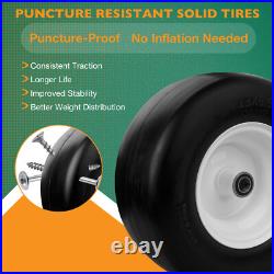 2x 13x6.50-6 Front Flat Free Tire Wheel Set with Bearing For Zero-Turn Lawn Mower
