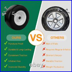 2x 13x6.50-6 Front Flat Free Tire Wheel Set with Bearing For Zero-Turn Lawn Mower
