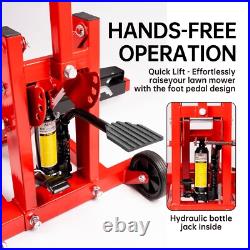 300 lbs Adjustable Lawn Mower Lift Jack with Safety Lock, for Tractors, Atvs 300 lbs Adjustable Lawn Mower Lift Jack with Safety Lock, for Tractors, Atvs