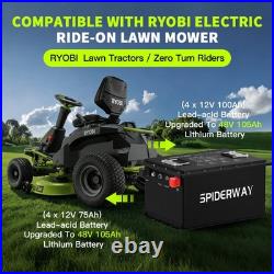 48Volt 105Ah Lithium Battery For RYOBI RY48ZTR100 ZT480ex Zero Turn Riding Mower