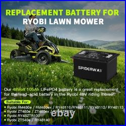 48Volt 105Ah Lithium Battery For RYOBI RY48ZTR100 ZT480ex Zero Turn Riding Mower