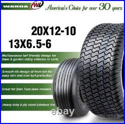 4 WANDA Zero-Turn Lawn Mower Turf Tires 13x6.50-6 & 20x12-10 /4PR -13081/13042