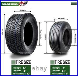 4 WANDA Zero-Turn Lawn Mower Turf Tires 13x6.50-6 & 20x12-10 /4PR -13081/13042