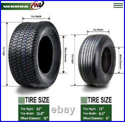 4 WANDA Zero-Turn Lawn Mower Turf Tires 13x6.50-6 & 23x10.50-12 /4PR 13081/13049