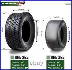 4 WANDA Zero-Turn Lawn Mower Turf Tires 13x6.50-6 & 24x9.50-12 /4PR -13207/13050