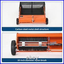 52 Tow Behind Lawn Sweeper 33.55 Cu Ft Adjustable Brush Height Quick Dump Yard