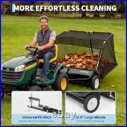 52 Tow Behind Lawn Sweeper 33.55 Cu Ft Hopper Tool-Free Adjustable Brush Height