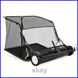 52 Tow Behind Lawn Sweeper 33.55 Cu Ft Hopper Tool-Free Adjustable Brush Height