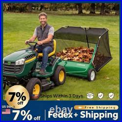 52 Tow Behind Lawn Sweeper 33.5 Cu Ft Hopper Tool-Free Adjustable Brush Height