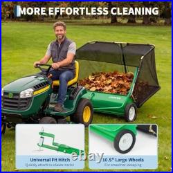 52 Tow Behind Lawn Sweeper 33.5 Cu Ft Hopper Tool-Free Adjustable Brush Height