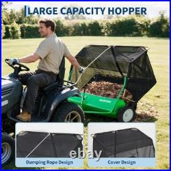52 Tow Behind Lawn Sweeper 33.5 Cu Ft Hopper Tool-Free Adjustable Brush Height