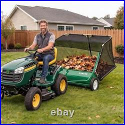 52 Tow Behind Lawn Sweeper 33.5 Cu Ft Hopper Tool-Free Adjustable Brush Height