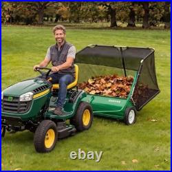 52 Tow Behind Lawn Sweeper 33.5 Cu Ft Hopper Tool-Free Adjustable Brush Height