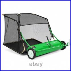 52 Tow Behind Lawn Sweeper 33.5 Cu Ft Hopper Tool-Free Adjustable Brush Height