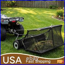 Black Tow-Behind Lawn Sweeper 52 in, High Hopper, Universal Hitch, Adjustable Sw