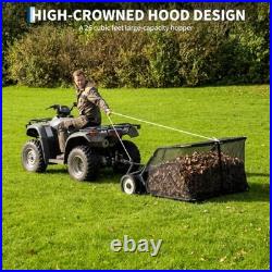 Black Tow-Behind Lawn Sweeper 52 in, High Hopper, Universal Hitch, Adjustable Sw