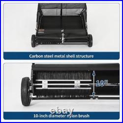 Black Tow-Behind Lawn Sweeper 52 in, High Hopper, Universal Hitch, Adjustable Sw