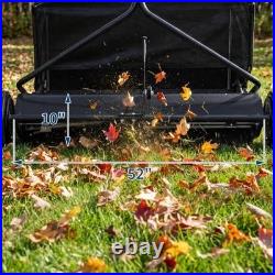 Black Tow-Behind Lawn Sweeper 52 in, High Hopper, Universal Hitch, Adjustable Sw