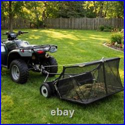 Black Tow-Behind Lawn Sweeper 52 in, High Hopper, Universal Hitch, Adjustable Sw