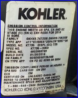 Craftsman T8200 247.204420 Kohler 7000 Elite 24HP KT735-3059 Engine 312 Hours
