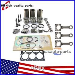 For Kubota D1105 Engine ZD28 Zero turn Mower Overhaul Rebuild Kit+3X rod