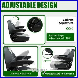 Gray Zero Turn Mower Seat-Adjustable Backrest, Comfort Lawn Mower Seat Fits