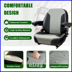 Gray Zero Turn Mower Seat-Adjustable Backrest, Comfort Lawn Mower Seat Fits