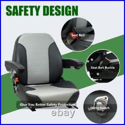 Gray Zero Turn Mower Seat-Adjustable Backrest, Comfort Lawn Mower Seat Fits