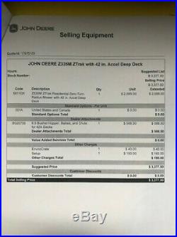 John Deere Z335M 20 HP Zero-Turn Riding Mower (42 Inch deck, WITH bagger)