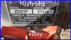 KUBOTA ZD21 60 COMMERCIAL ZERO TURN LAWN MOWER 21HP DIESEL With BAGGER 870 HRS